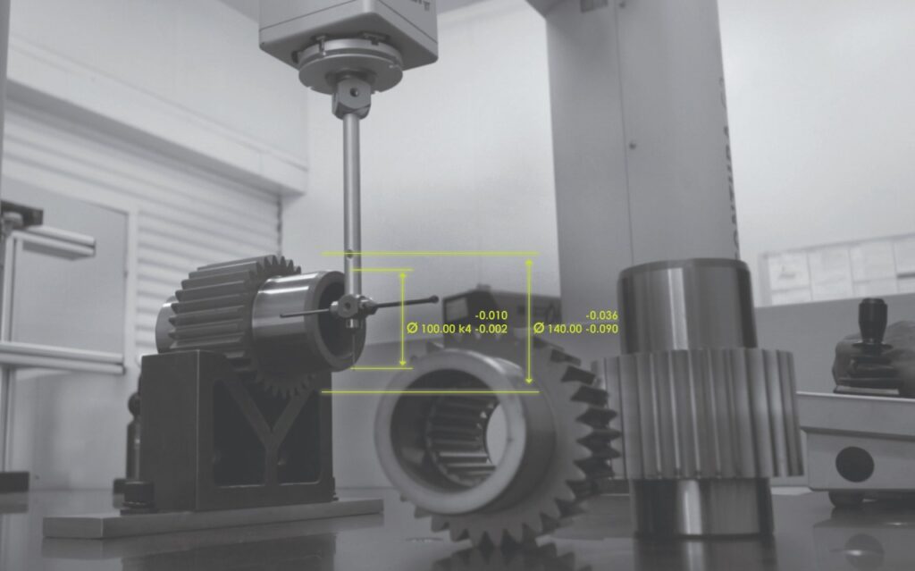 Precision measurement of a mining gearbox component using advanced inspection equipment